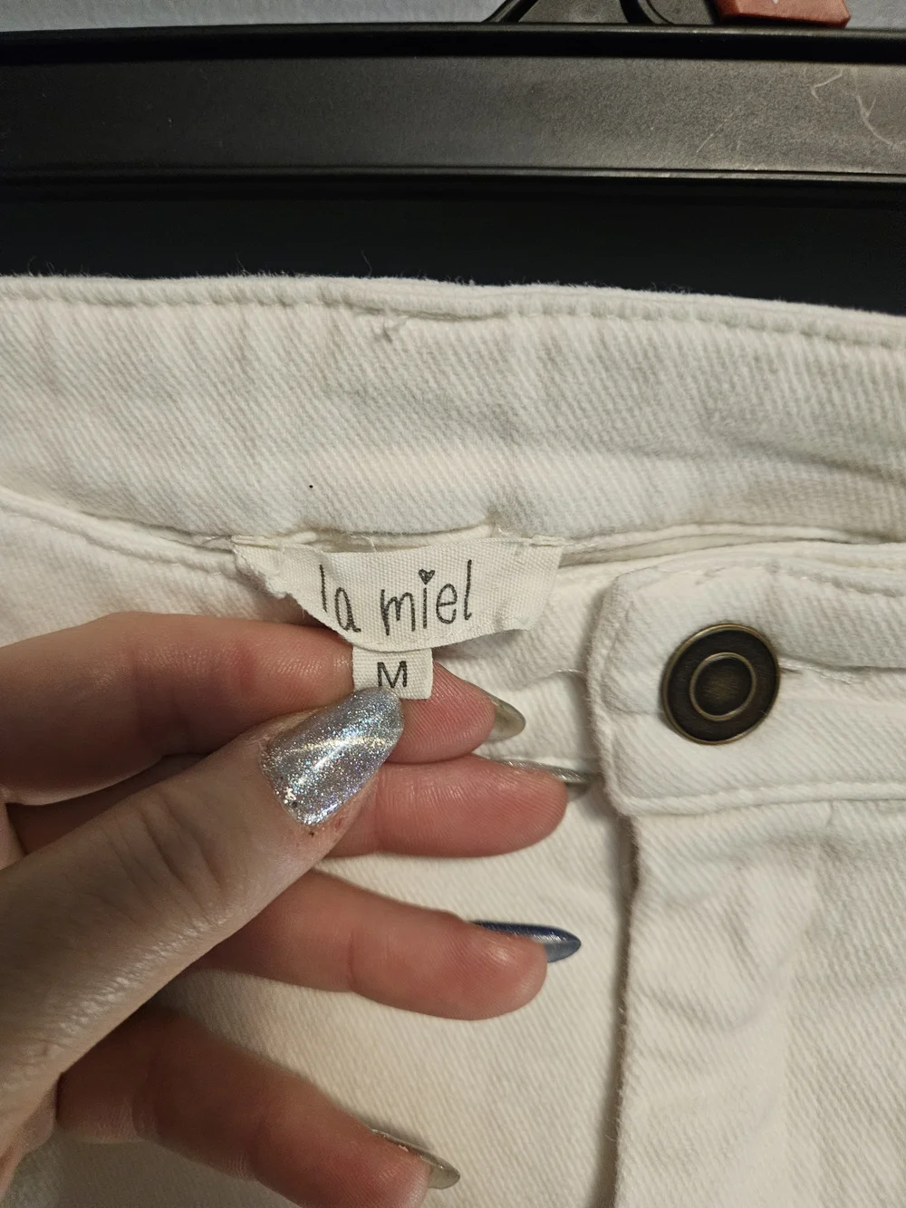 LA MIEL White Distressed Denim Shorts